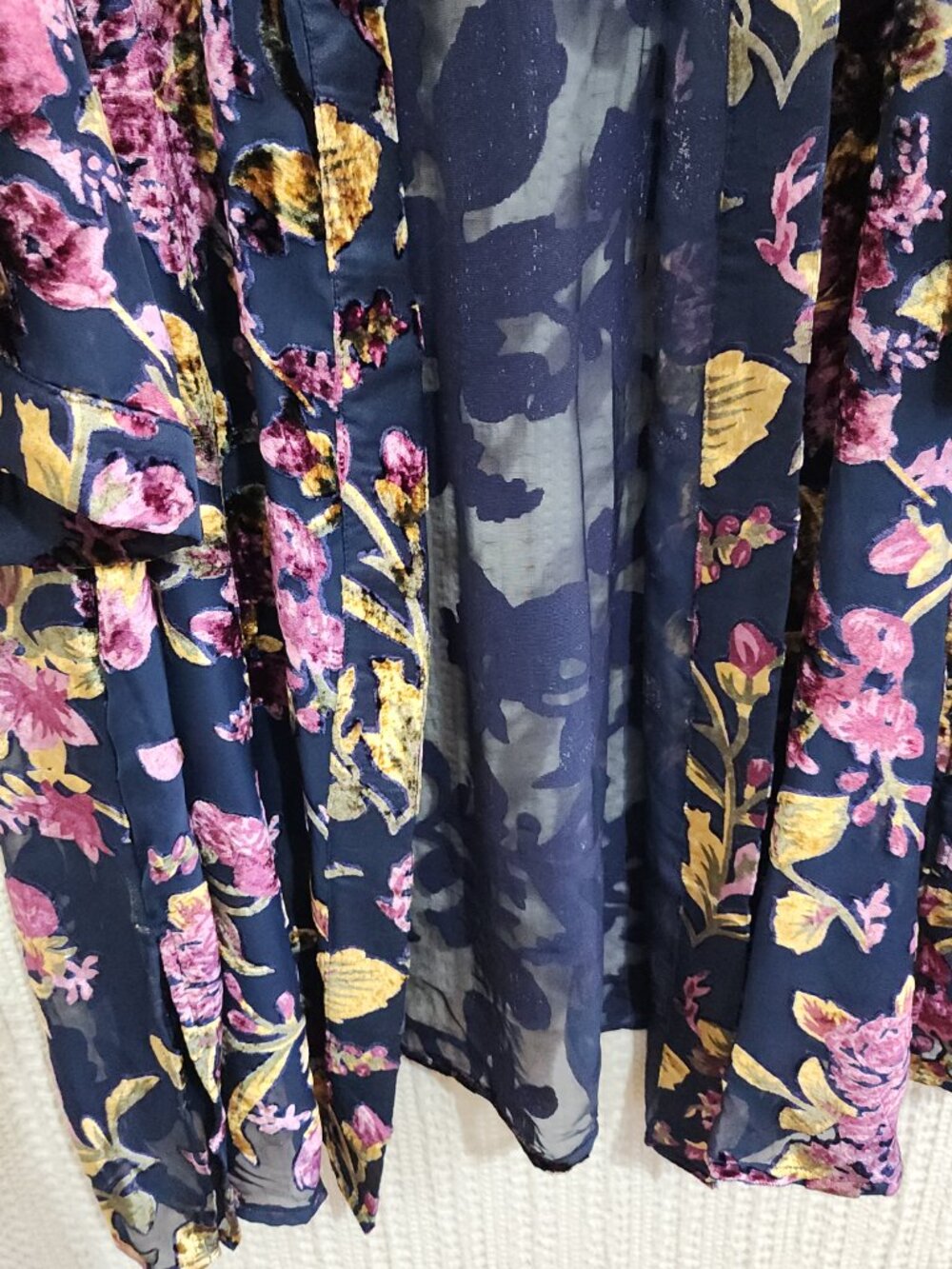 Catherines Velvet Burnout Floral Sheer Kimono Festival Whimsigoth Boho 4X/5X - Picture 7 of 13